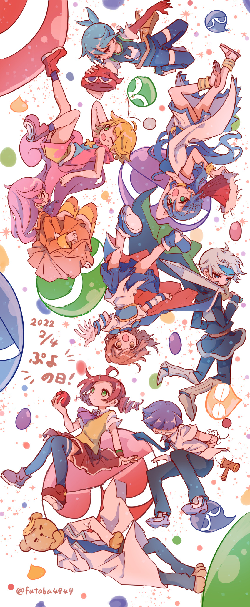 4boys, 5girls, absurdres, amitie_(puyopuyo), andou_ringo, arle_nadja, bangs, blonde_hair