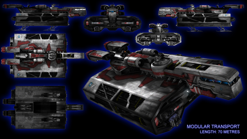 3d, cannon, commentary, concept_art, engine, eve_online, from_above, from_behind, from_below, from_side, landing_gear, multiple_views, no_humans, original, science_fiction, sfm-hobb3s, spacecraft, thrusters, turret, vehicle_focus