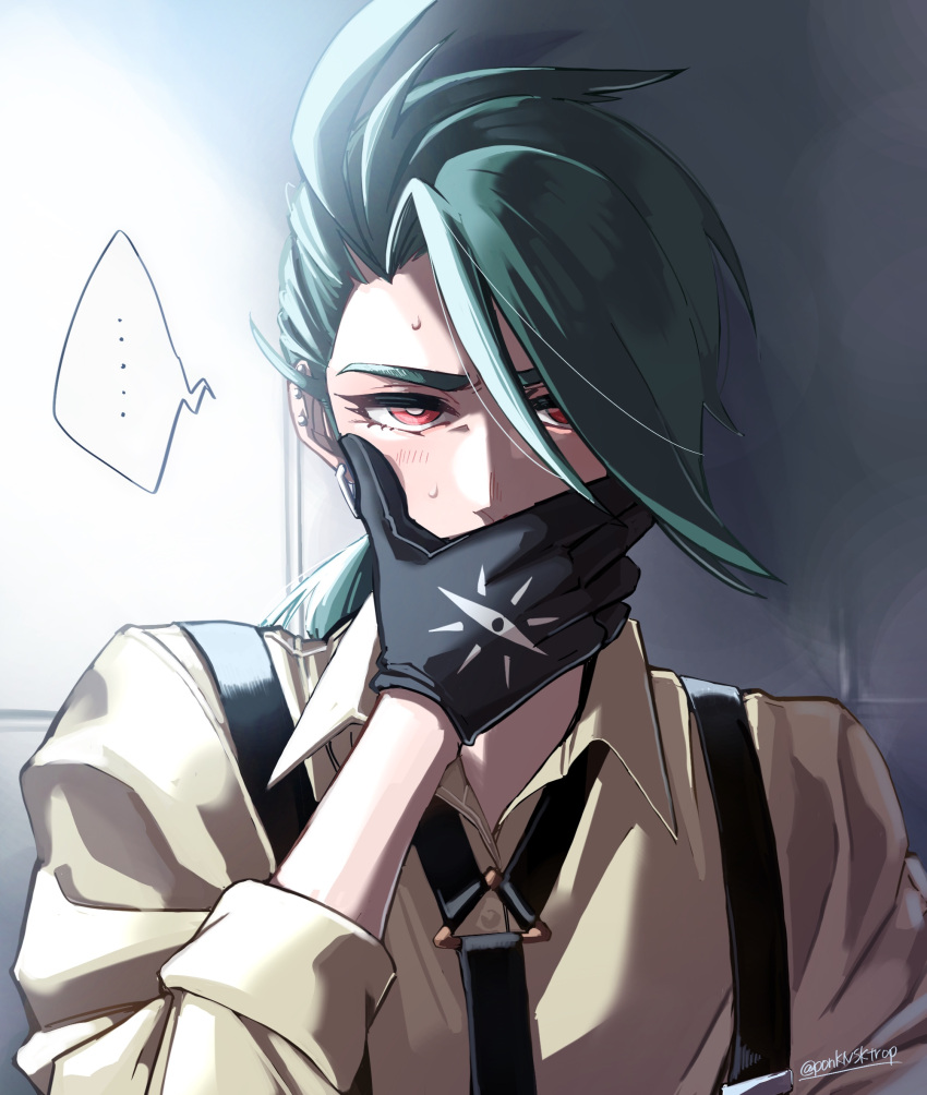 ..., 1girl, bangs, black_gloves, black_necktie, bright_pupils, collared_shirt, commentary_request