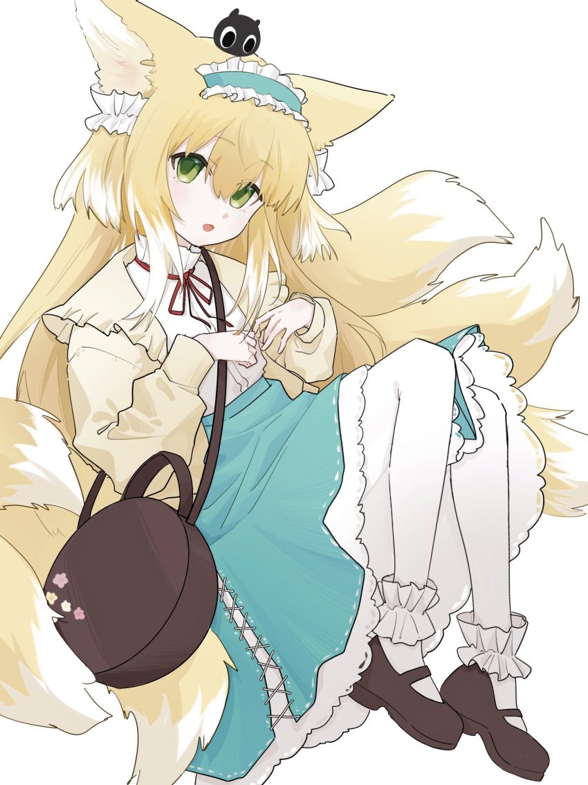 1girl, absurdres, animal_ears, arknights, bag, bangs, black_footwear, blue_hairband