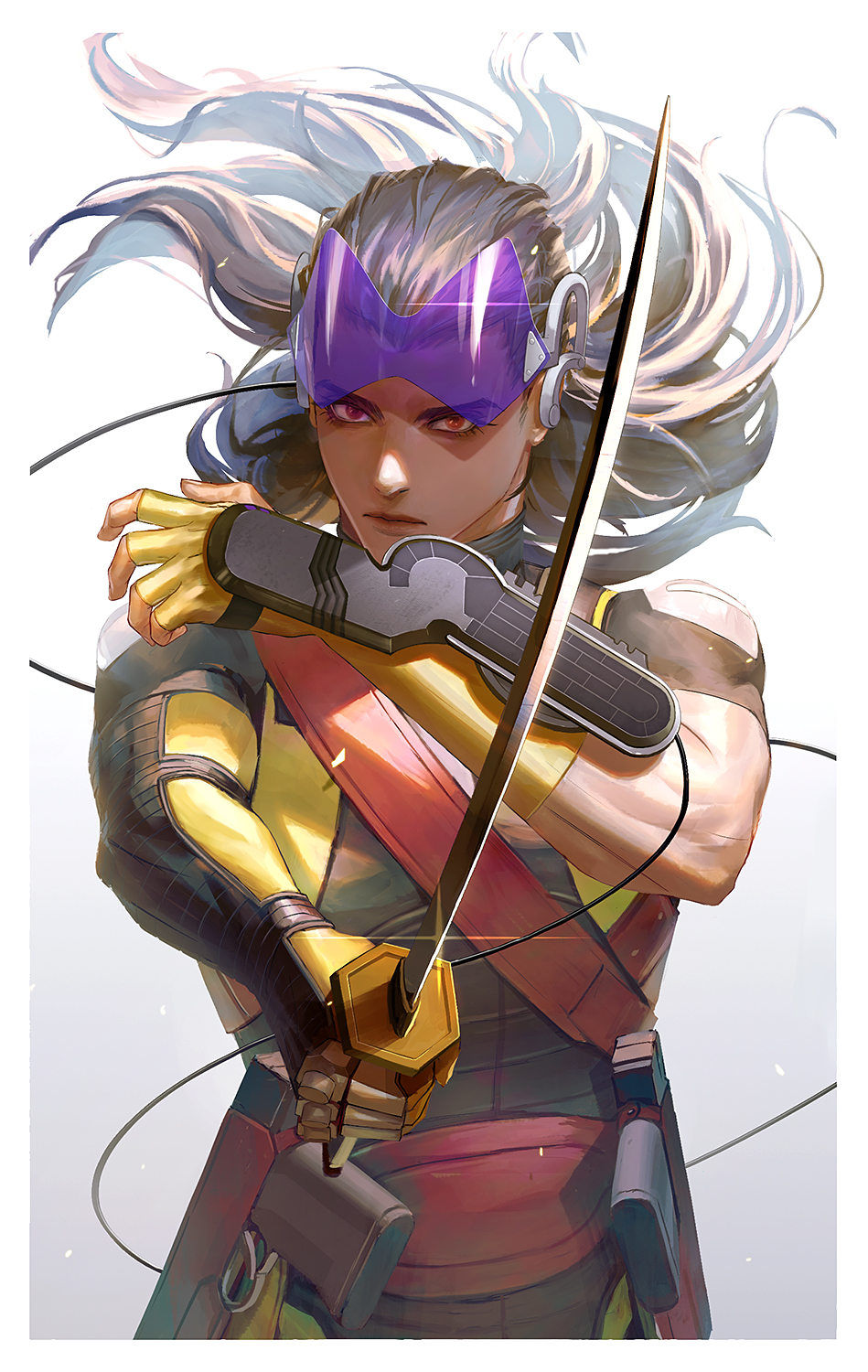 1boy, aleph_(megami_tensei), black_hair, bodysuit, closed_mouth, earphones, fingerless_gloves, gloves