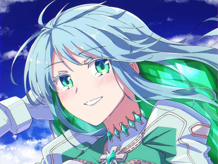 1girl, aqua_hair, bangs, colored_eyelashes, colored_inner_hair, crystal_hair, fate/grand_order, fate_(series)