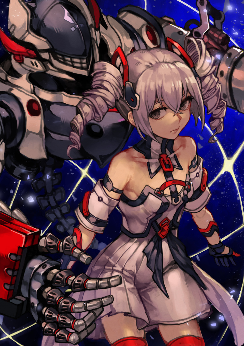 1girl, absurdres, bangs, bare_shoulders, black_gloves, bronya_zaychik, bronya_zaychik_(drive_kometa), closed_mouth
