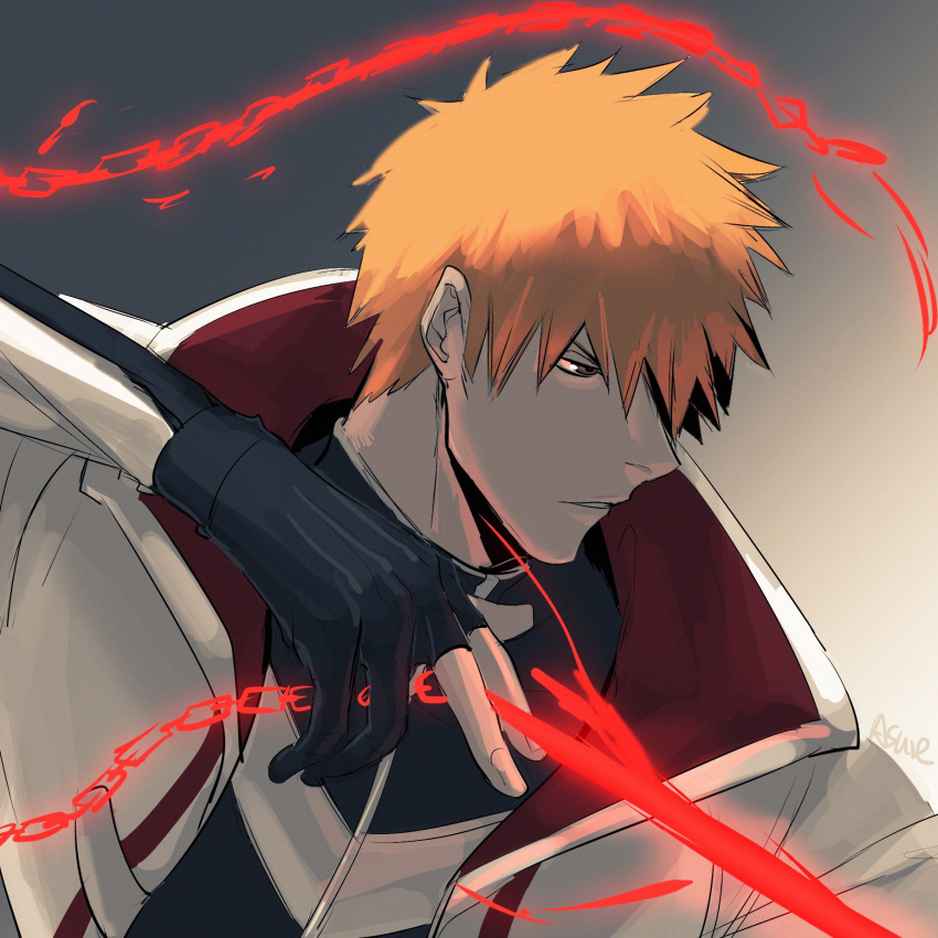1boy, asure_(asure_twi), black_gloves, bleach, brown_eyes, collar, gloves, highres