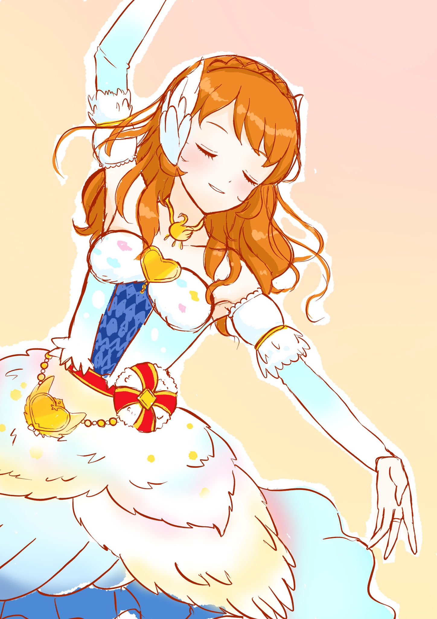 1girl, aikatsu!, aikatsu!_(series), blue_dress, blush, closed_eyes, collar, dancing