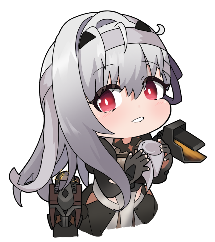 1girl, bangs, black_gloves, chibi, commentary_request, cropped_torso, elbow_gloves, gloves