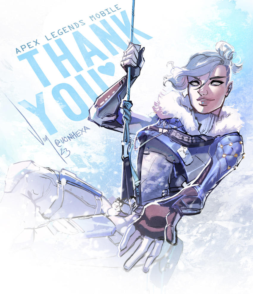 1girl, 2023, apex_legends, apex_legends_mobile, artist_name, bangs, black_gloves, blue_jacket