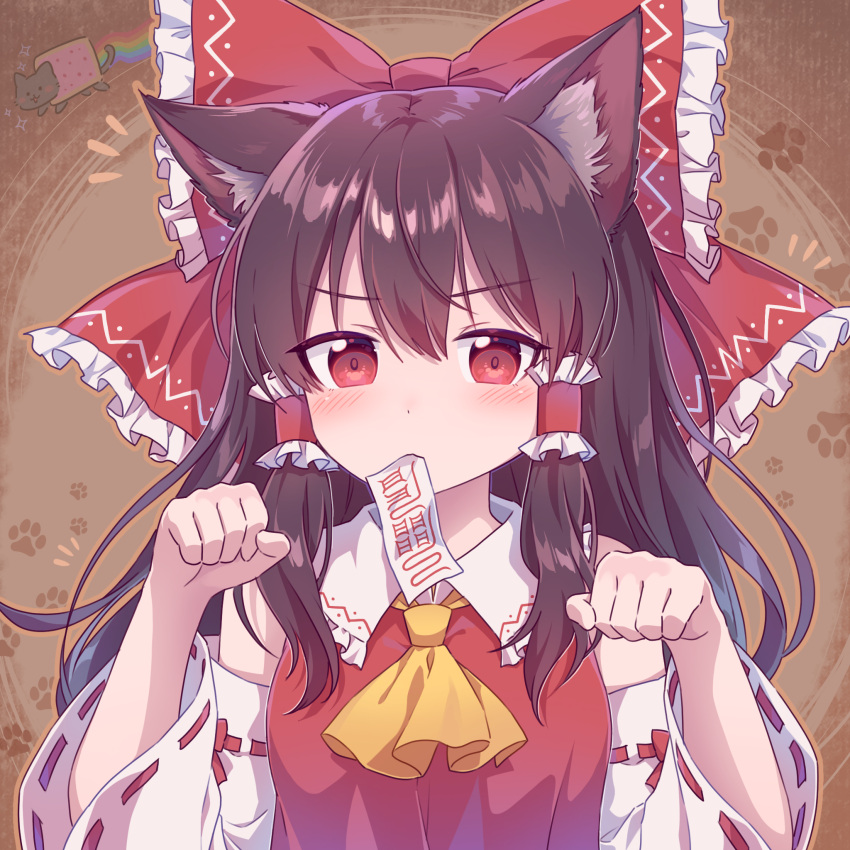 1girl, animal_ear_fluff, animal_ears, ascot, bangs, bare_shoulders, blush, bow