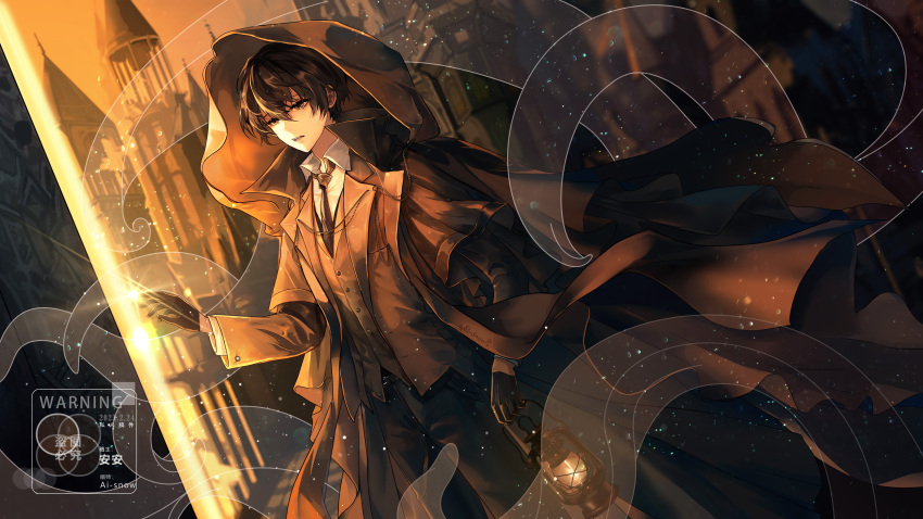 1boy, absurdres, aisnow432, bangs, black_gloves, black_hair, black_jacket, black_necktie