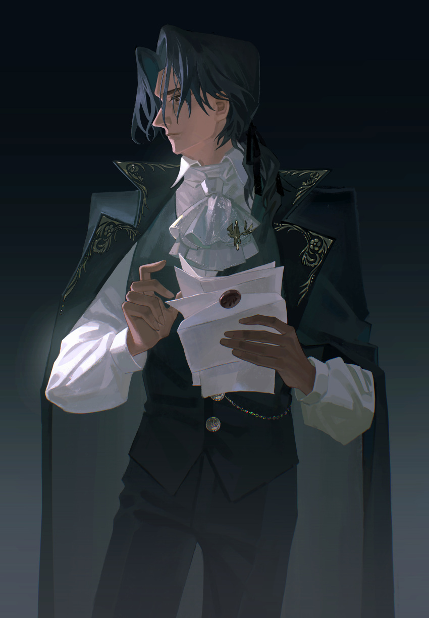 1boy, absurdres, angel, azik_eggers, bangs, black_hair, black_jacket, black_pants