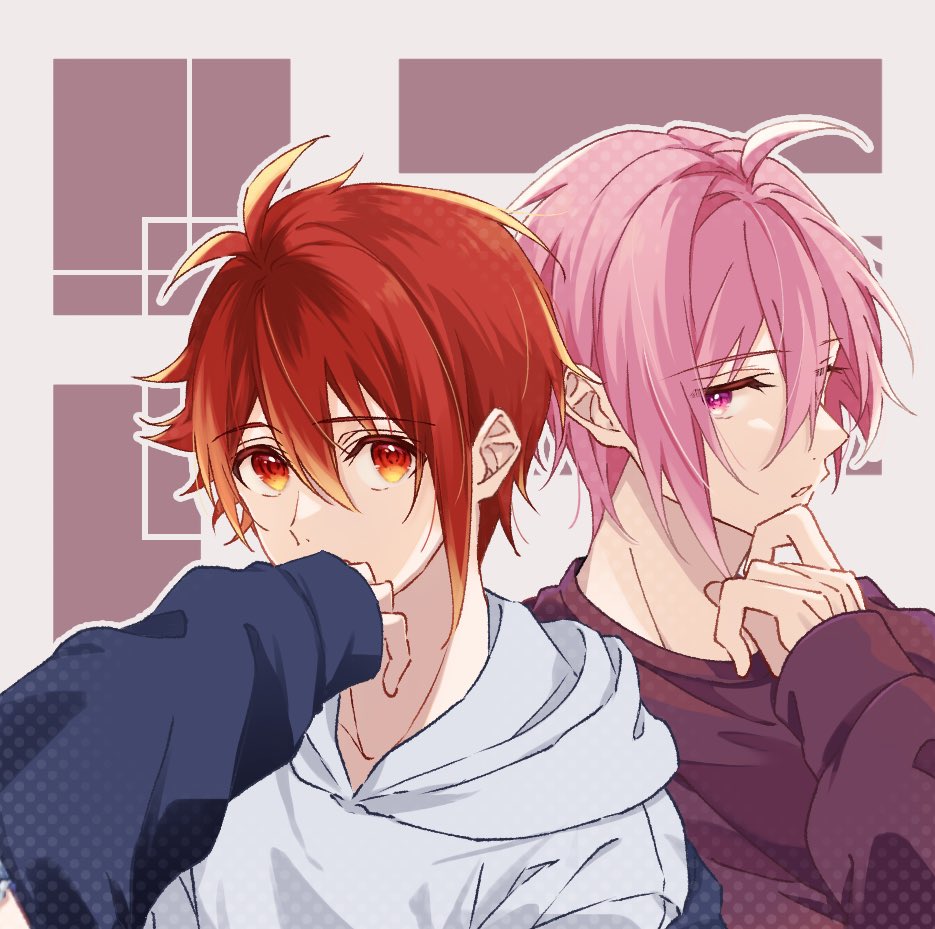 2boys, brothers, gomagoma, hood, hood_down, hoodie, idolish7, kujou_tenn