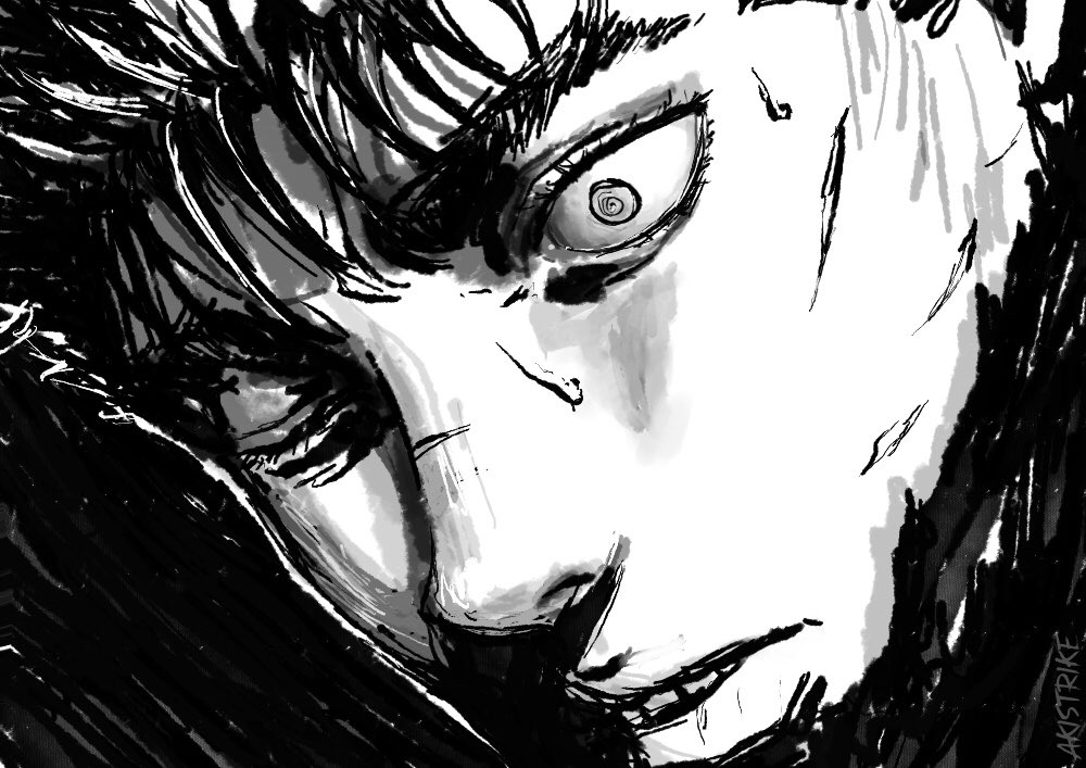 aki_(akistrike), berserk, close-up, greyscale, guts_(berserk), lineart, male_focus, monochrome