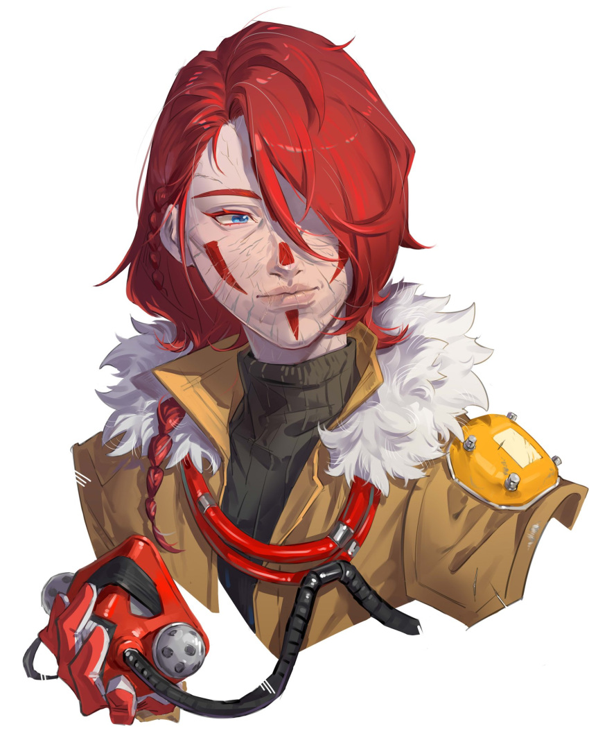 1other, androgynous, animification, apex_legends, bangs, black_jacket, black_sweater, bloodhound_(apex_legends)