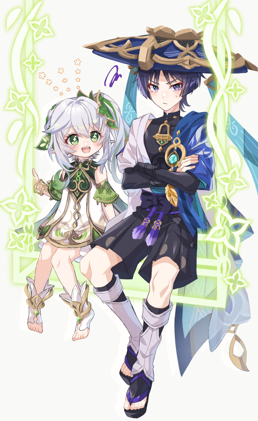 1boy, 1girl, :d, absurdres, asymmetrical_hair, bangs, bare_shoulders, black_bow