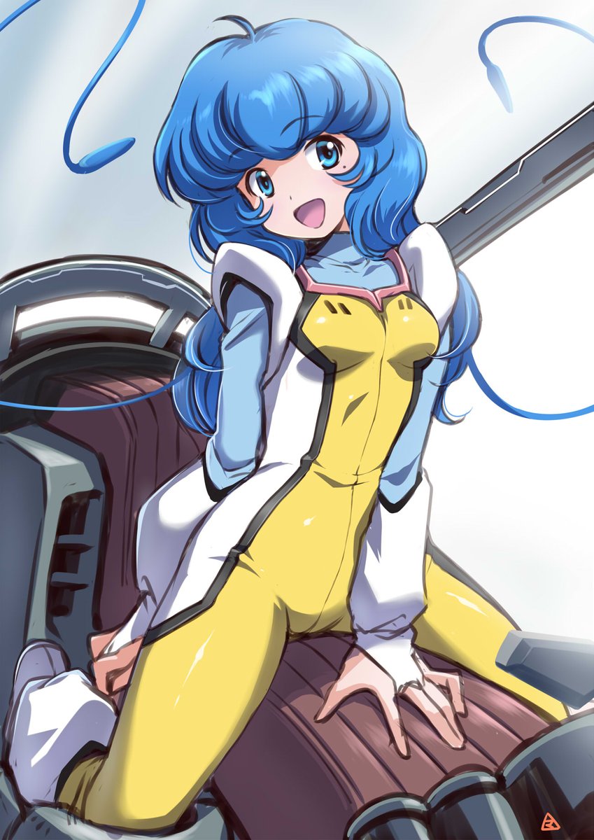 1girl, blue_eyes, blue_hair, bodysuit, boots, bridal_gauntlets, choujikuu_seiki_orguss, cockpit