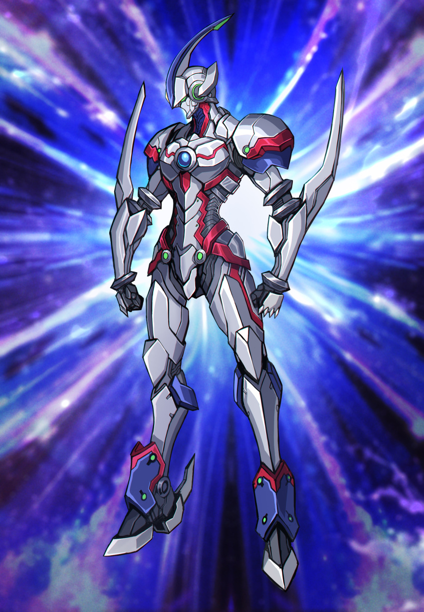 1boy, 3ok, absurdres, adapted_costume, alternate_universe, arm_blade, crossover, elemental_hero_neos