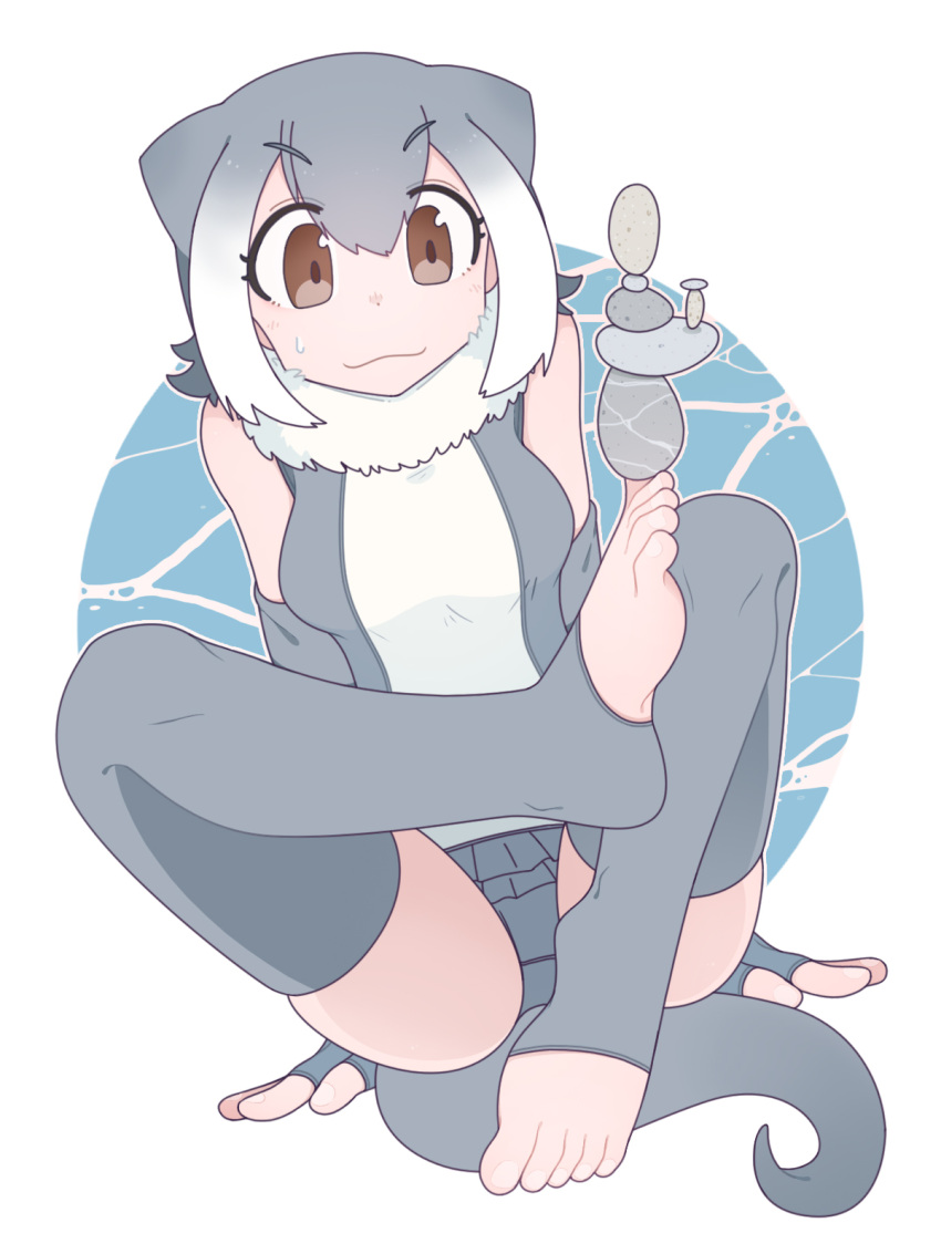 1girl, :3, animal_ears, bare_shoulders, blush, brown_eyes, commentary_request, elbow_gloves