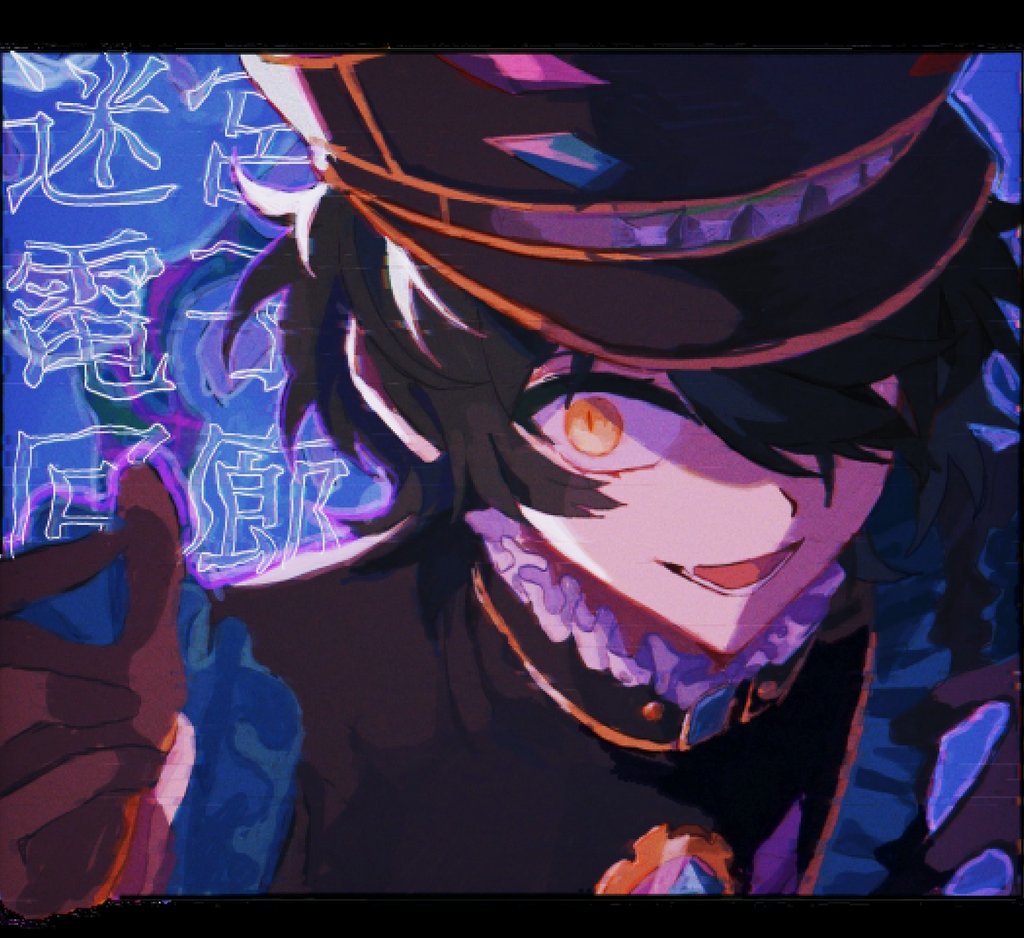 1boy, 88uhhi, black_gloves, black_hair, black_jacket, blue_background, blue_jacket, ensemble_stars!