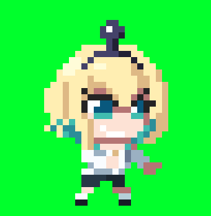 1girl, amano_pikamee, black_hairband, black_shorts, blonde_hair, chibi, colored_inner_hair, commentary