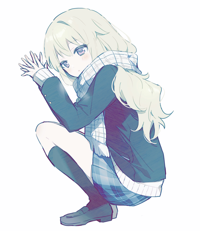 1girl, black_jacket, full_body, grey_eyes, grey_hair, jacket, kusanagi_nene, long_hair
