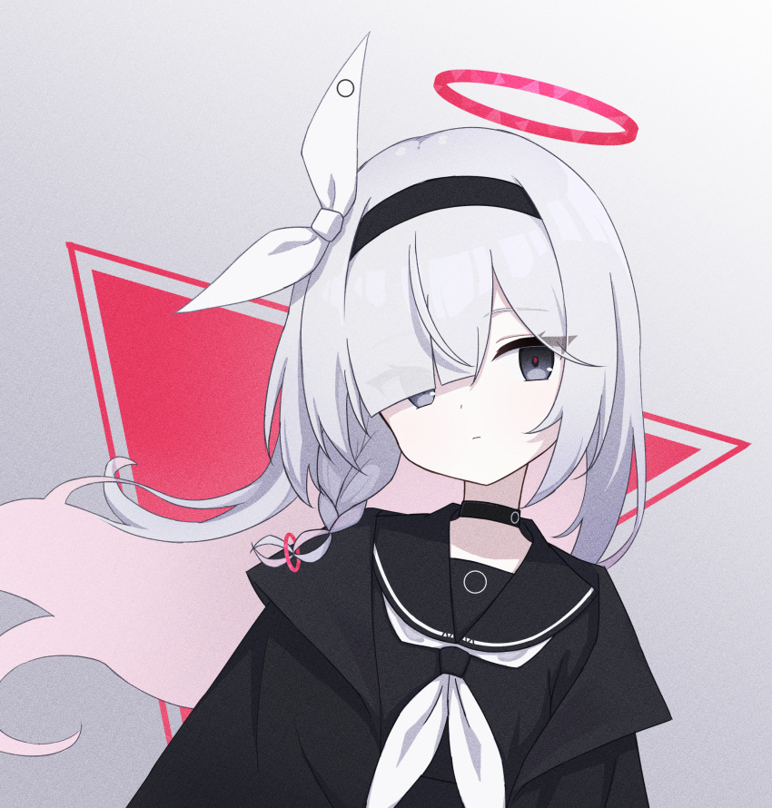1girl, a.r.o.n.a_(blue_archive), absurdres, black_choker, black_coat, black_eyes, black_hairband, black_sailor_collar