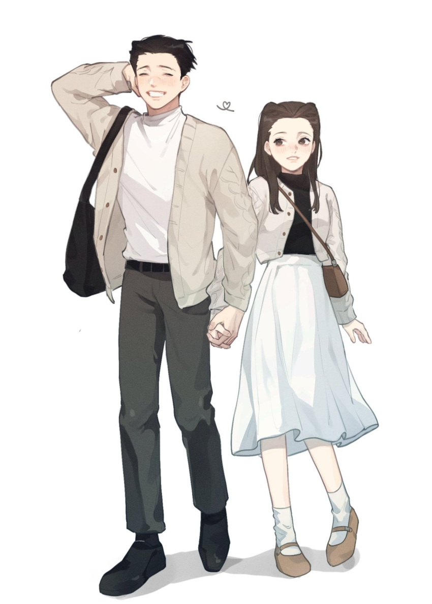 1boy, 1girl, ace_attorney, attossllxx, bag, belt, black_belt, black_footwear