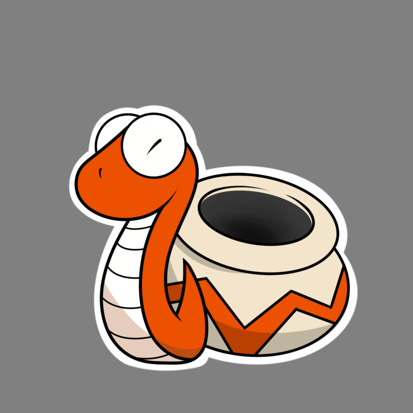 cobra_(animal), cobrat, grey_background, highres, no_humans, paper_mario_(style), plainsoup, simple_background, snake, super_mario_bros., urn