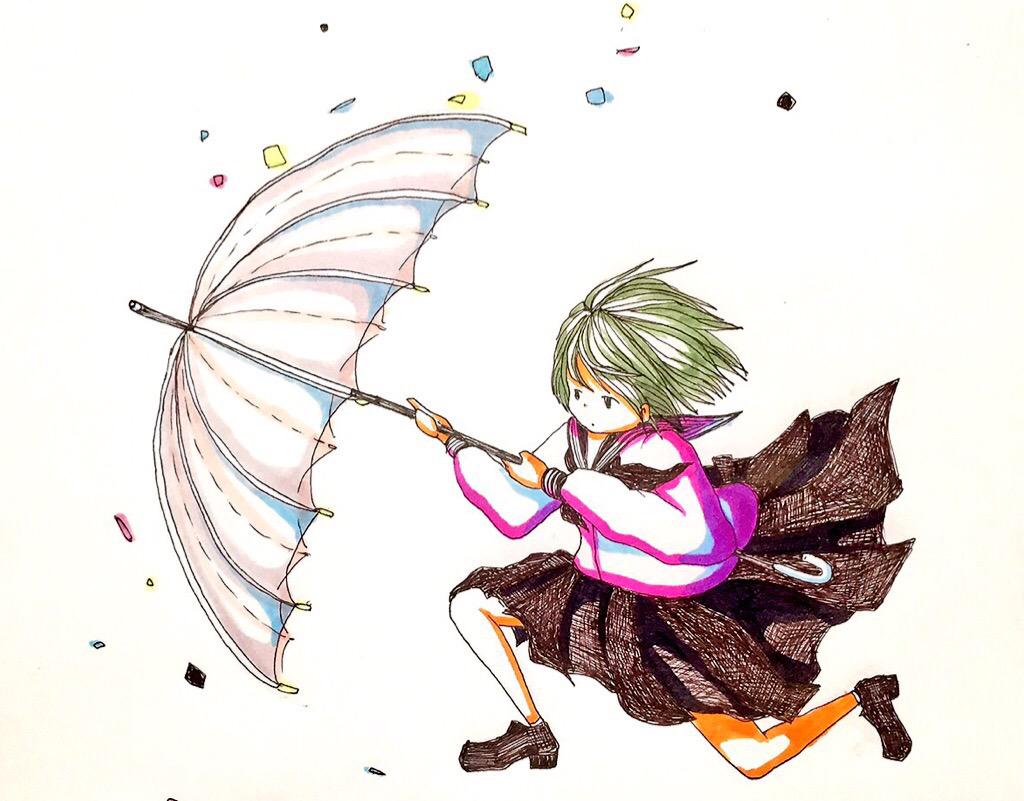 1girl, bangs, black_footwear, black_skirt, floating_hair, from_side, full_body, green_hair