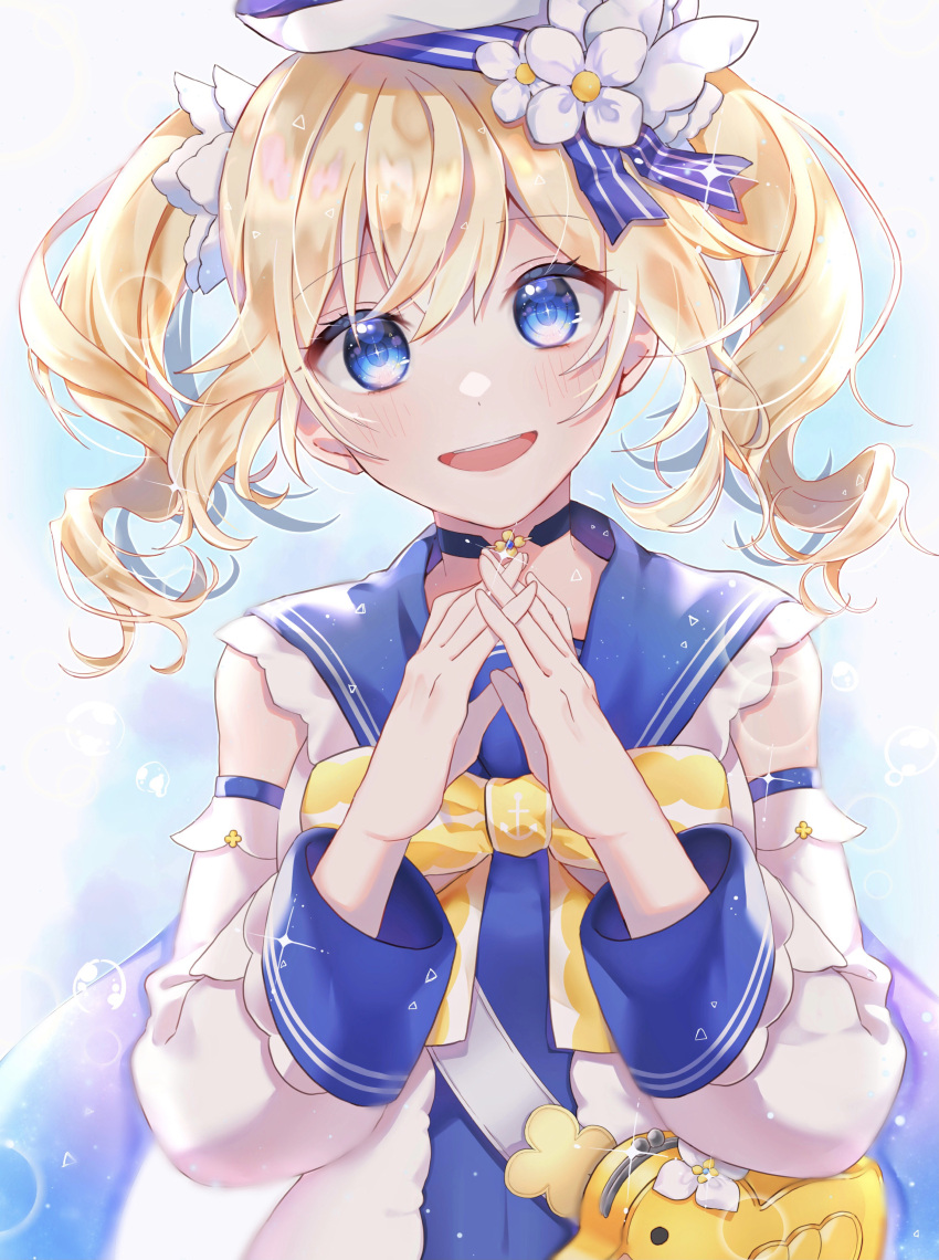1girl, :d, absurdres, bag, bangs, barbara_(genshin_impact), barbara_(summertime_sparkle)_(genshin_impact), blonde_hair