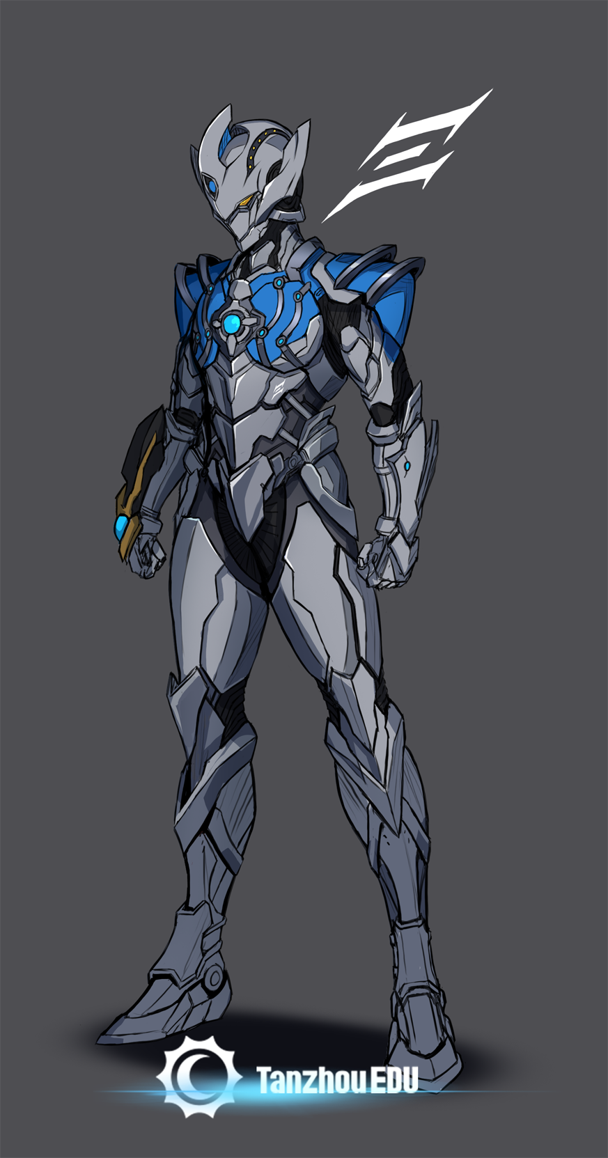 1boy, 3ok, alternate_color, alternate_universe, armor, arms_at_sides, chinese_commentary, clenched_hands