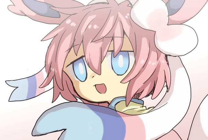 1girl, :d, animal_ears, bangs, blue_eyes, bow, bright_pupils, commentary_request