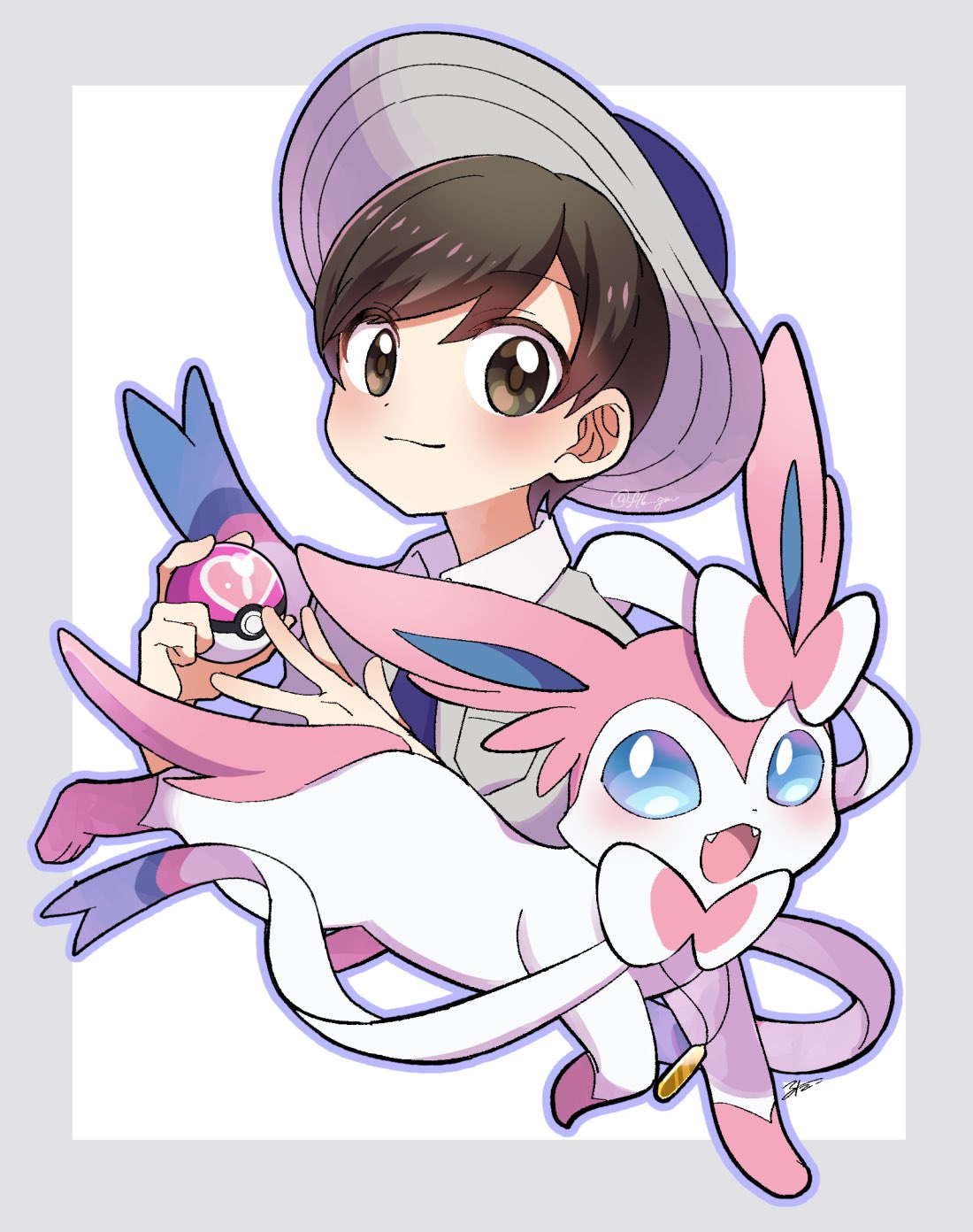 1boy, bangs, border, breast_pocket, brown_eyes, brown_hair, closed_mouth, commentary_request