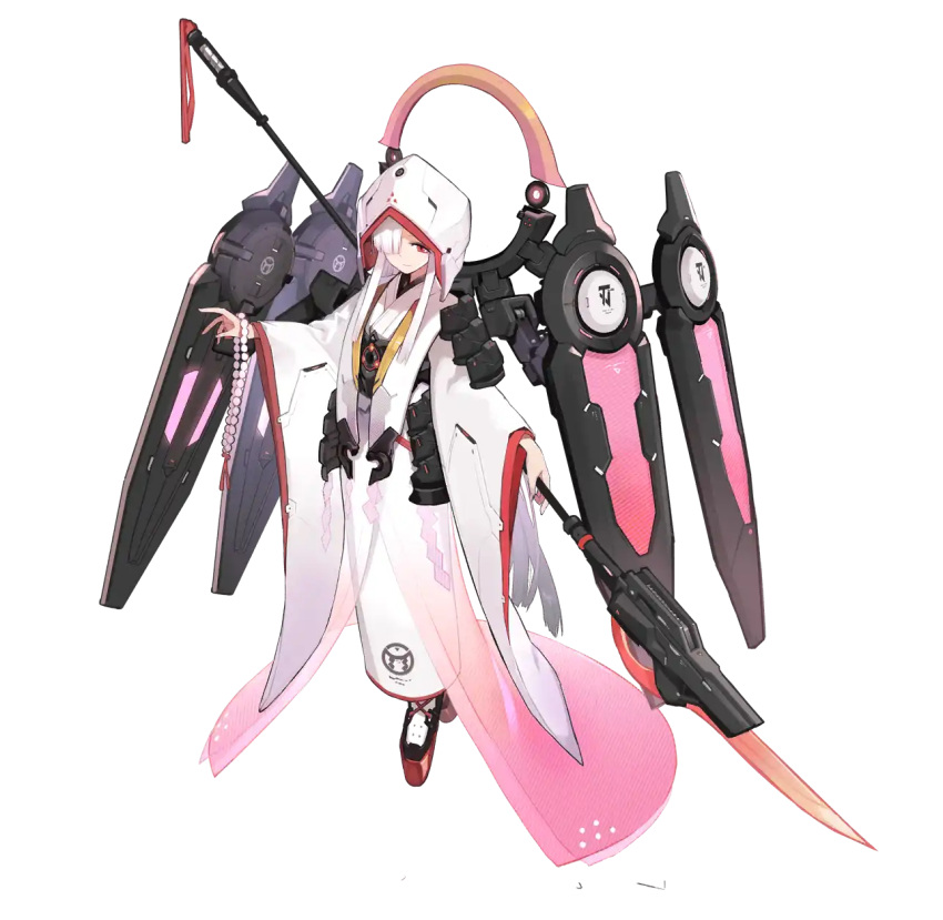 1girl, artery_gear, artery_gear:_fusion, artist_request, beads, hair_over_one_eye, highres, holding
