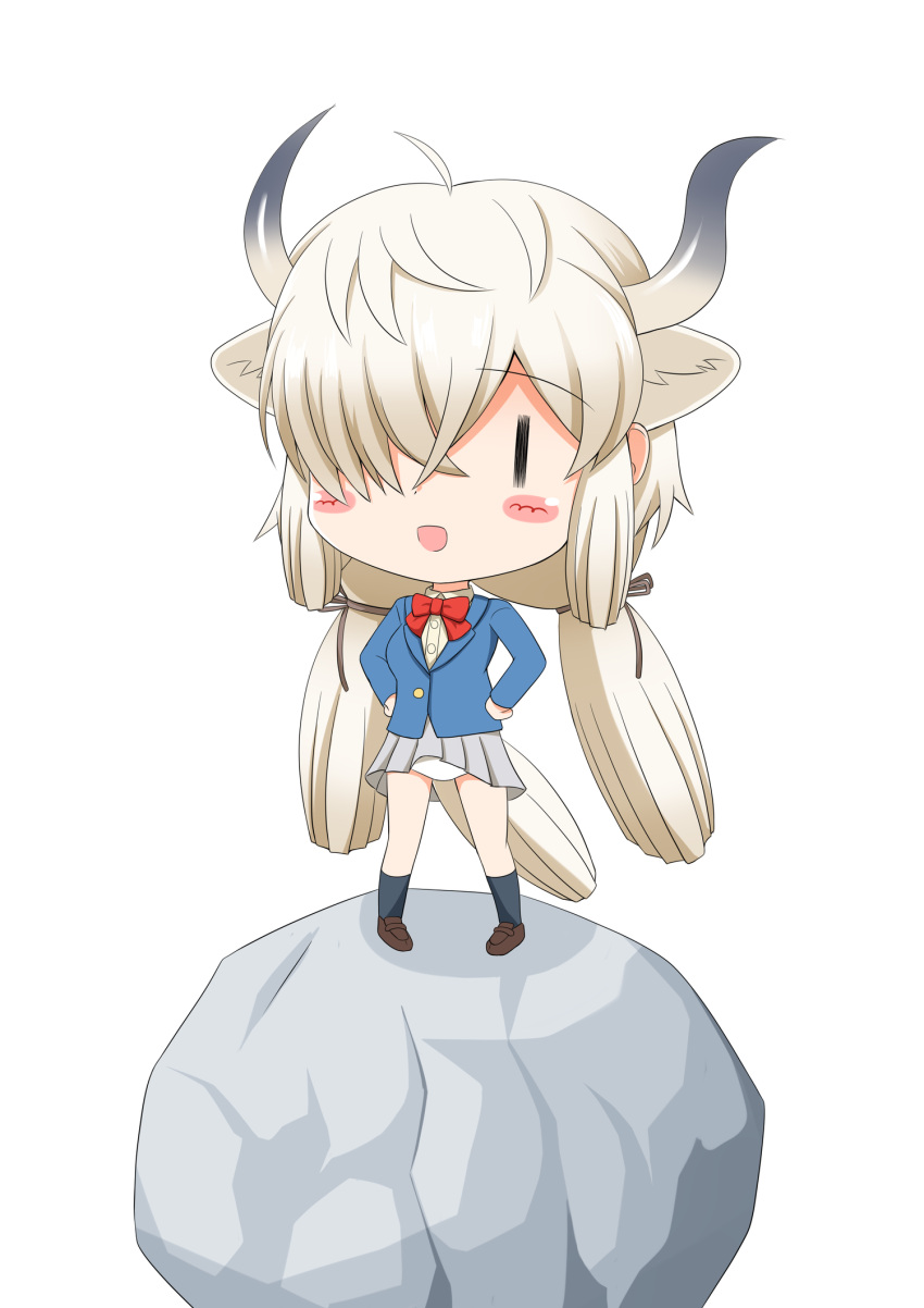 1girl, :d, animal_ear_fluff, animal_ears, bangs, blazer, blue_jacket, blush