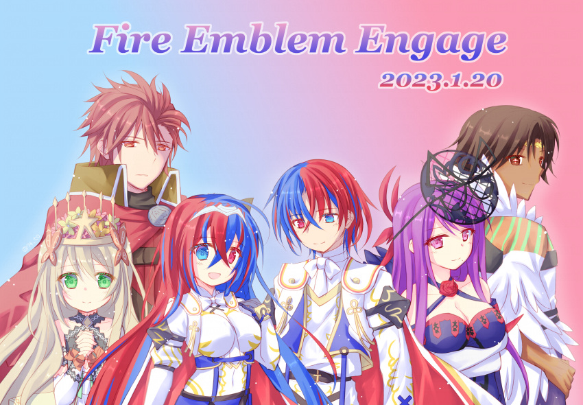 absurdres, alear_(female)_(fire_emblem), alear_(fire_emblem), alear_(male)_(fire_emblem), black_hair, blonde_hair, breasts, brown_eyes
