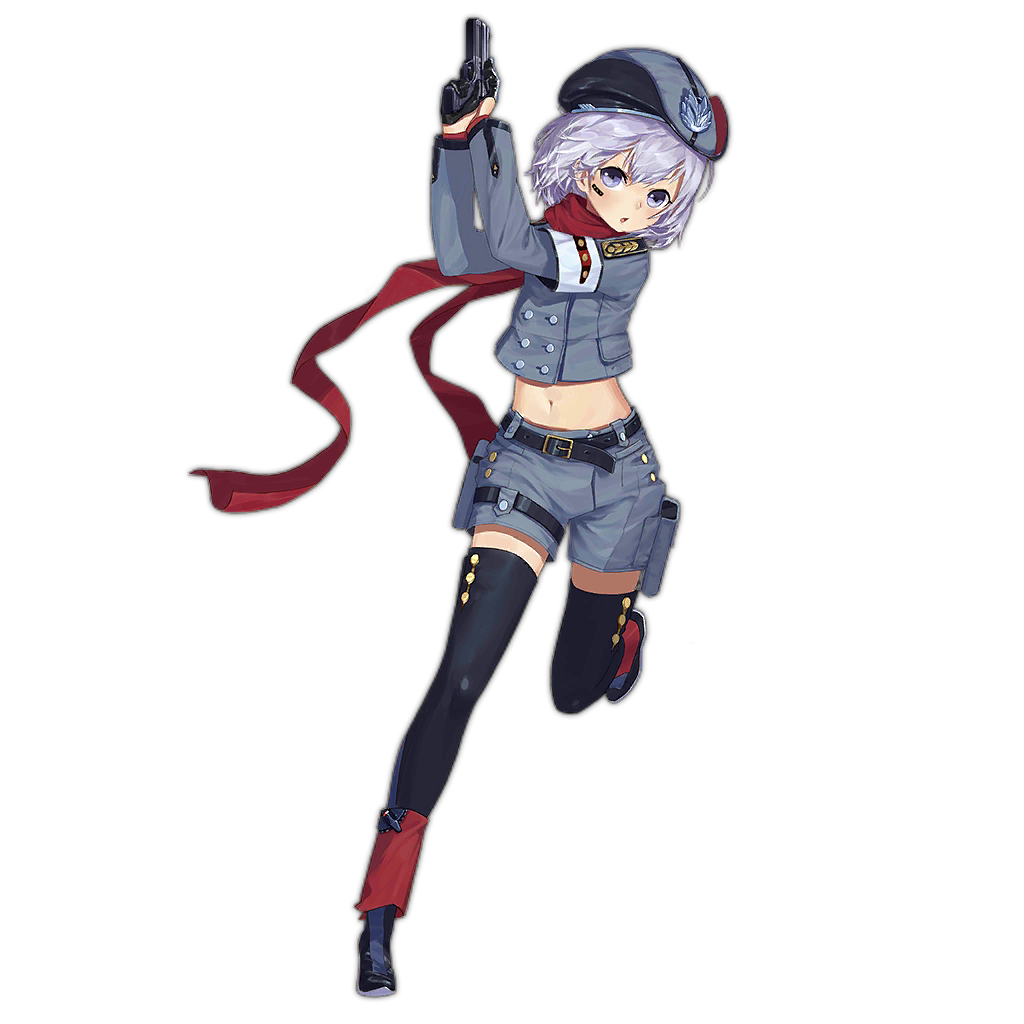 1girl, belt, beret, black_footwear, black_gloves, black_thighhighs, blue_eyes, blue_hair