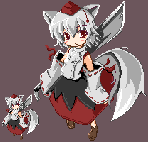 1girl, animal_ears, black_skirt, blush_stickers, brown_footwear, closed_mouth, detached_sleeves, full_body