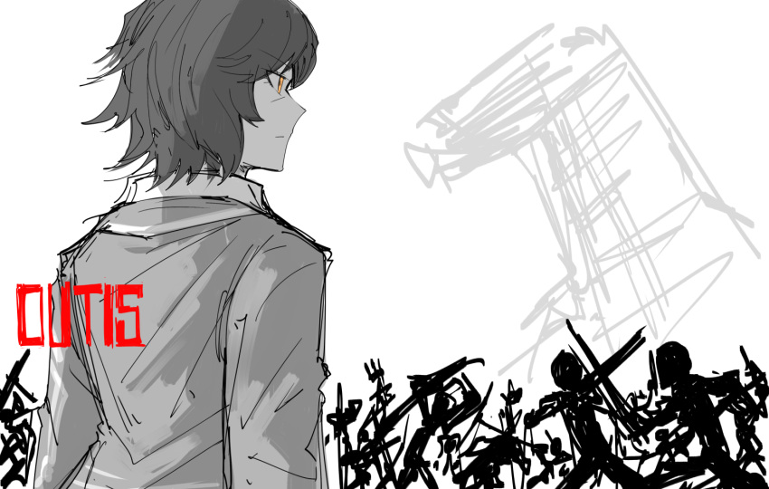 1girl, character_name, coat, from_side, kankan33333, limbus_company, looking_afar, medium_hair