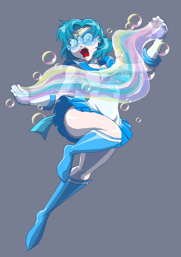 1girl, battle_tendency, bishoujo_senshi_sailor_moon, blue_choker, blue_eyes, blue_footwear, blue_hair, blue_skirt