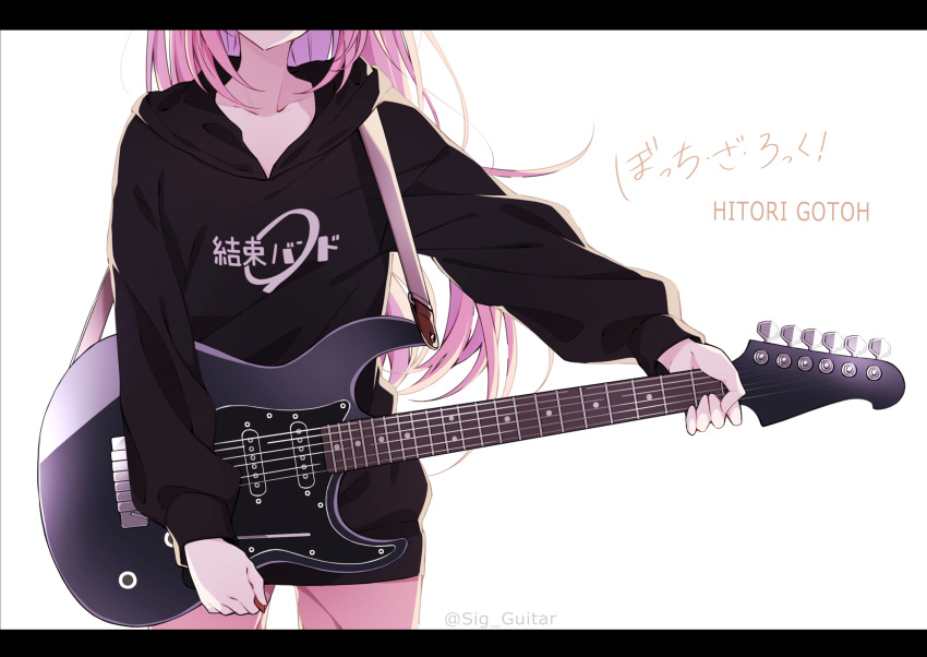 1girl, artist_name, backlighting, black_hoodie, bocchi_the_rock!, character_name, collarbone, commentary_request