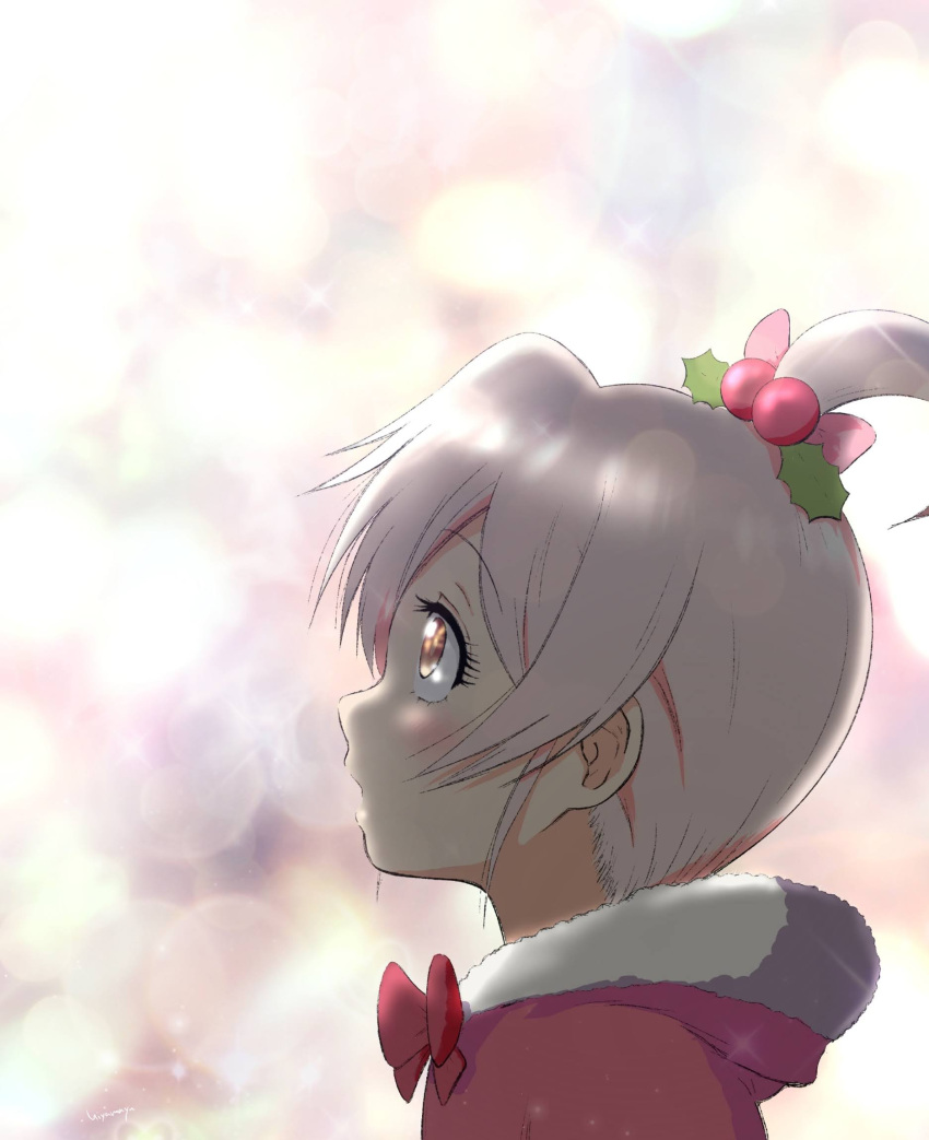 1girl, ahoge, alternate_hair_length, alternate_hairstyle, awestruck, backlighting, bangs, blurry