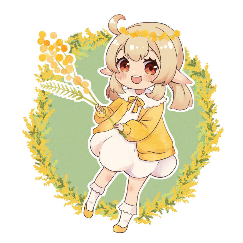 1girl, ahoge, alternate_costume, bangs, casual, chibi, commentary_request, dress