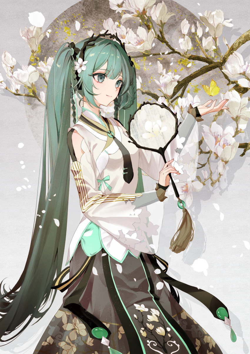 1girl, absurdres, alternate_costume, aqua_eyes, aqua_hair, bangs, black_hairband, black_skirt