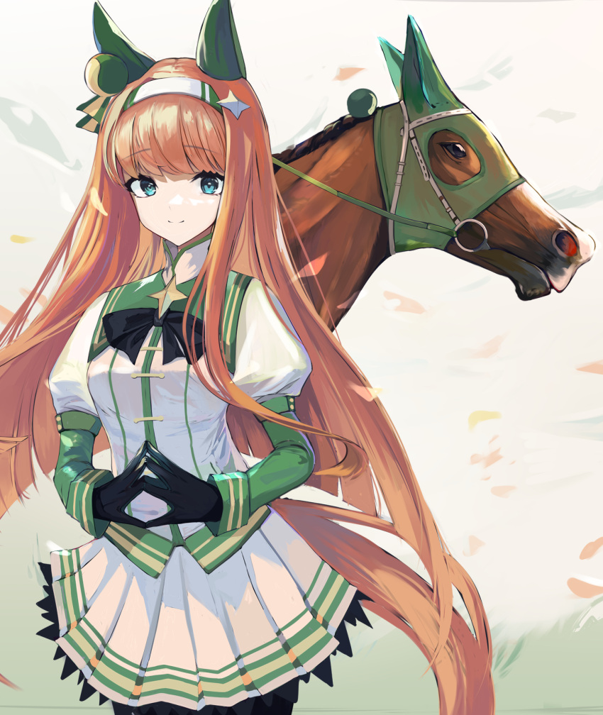1girl, 1other, animal_ears, aqa, aqua_eyes, black_gloves, black_pantyhose, cowboy_shot