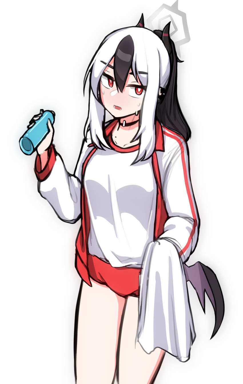 1girl, absurdres, black_hair, blue_archive, buruma, gym_shirt, gym_shorts, gym_uniform