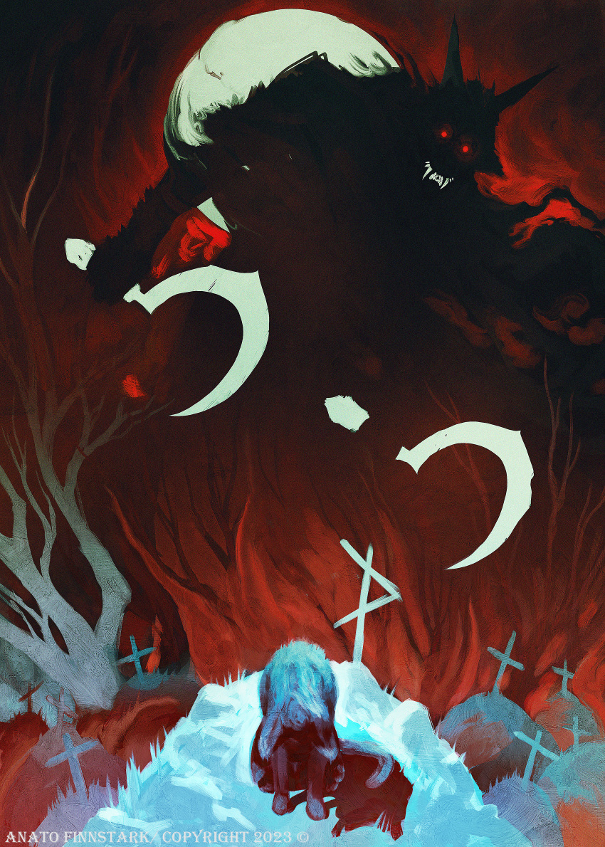 2boys, absurdres, anato_finnstark, animal_ears, artist_name, bare_tree, branch, cat