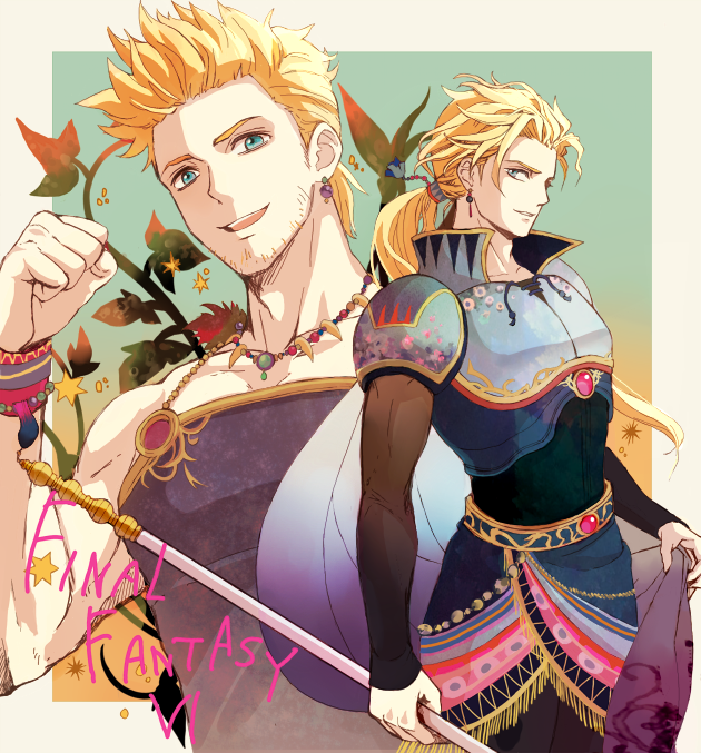 2boys, armor, bangs, black_shirt, blonde_hair, blue_eyes, border, brothers