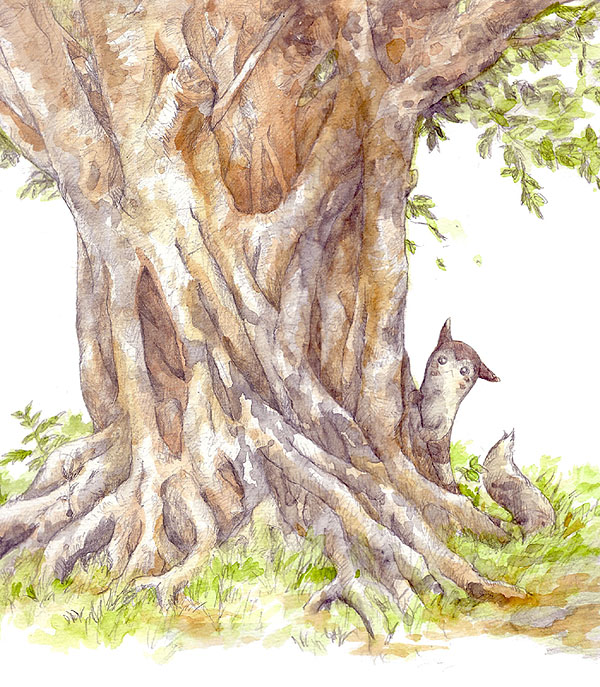 nature, no._017, no_humans, oekaki, pokemon, pokemon_(game), pokemon_gsc, traditional_media, tree, watercolor_(medium)