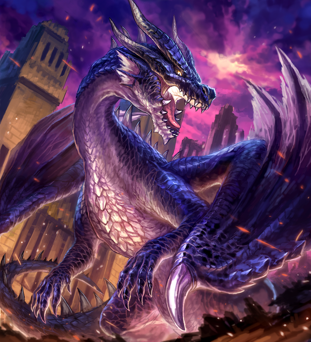architecture, bright_pupils, building, claws, clouds, cloudy_sky, dragon, dragon_horns