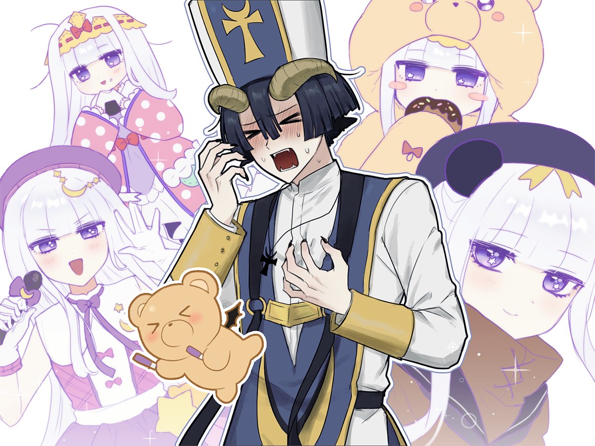 >_<, 1boy, 1girl, :d, animal_costume, animal_ears, aurora_sya_lis_kaymin, bangs